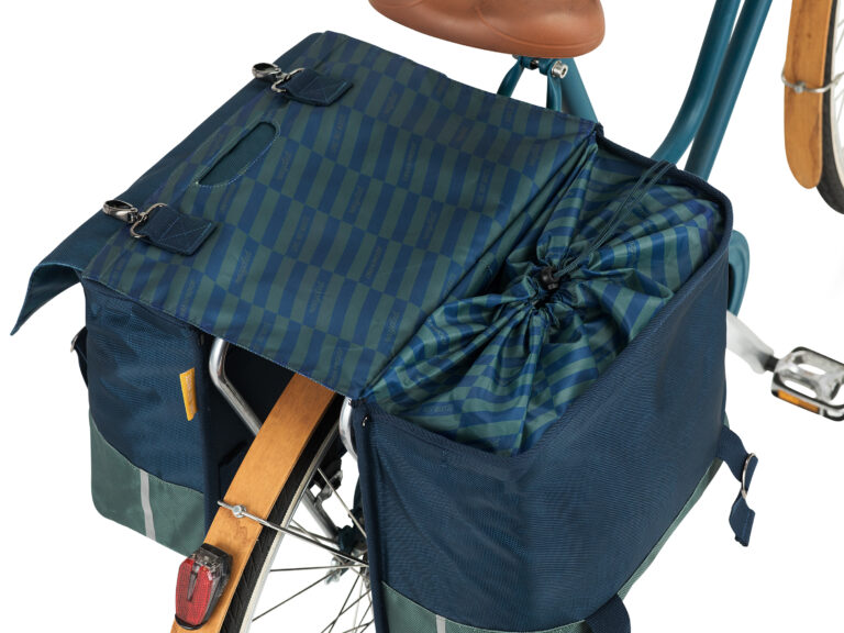 Gerecyclede dubbele fietstas Urban Proof 40 liter - blauw/groen