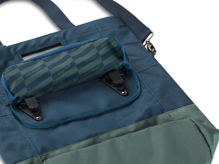 Gerecyclede shopper fietstas Urban Proof 20 liter - blauw/groen
