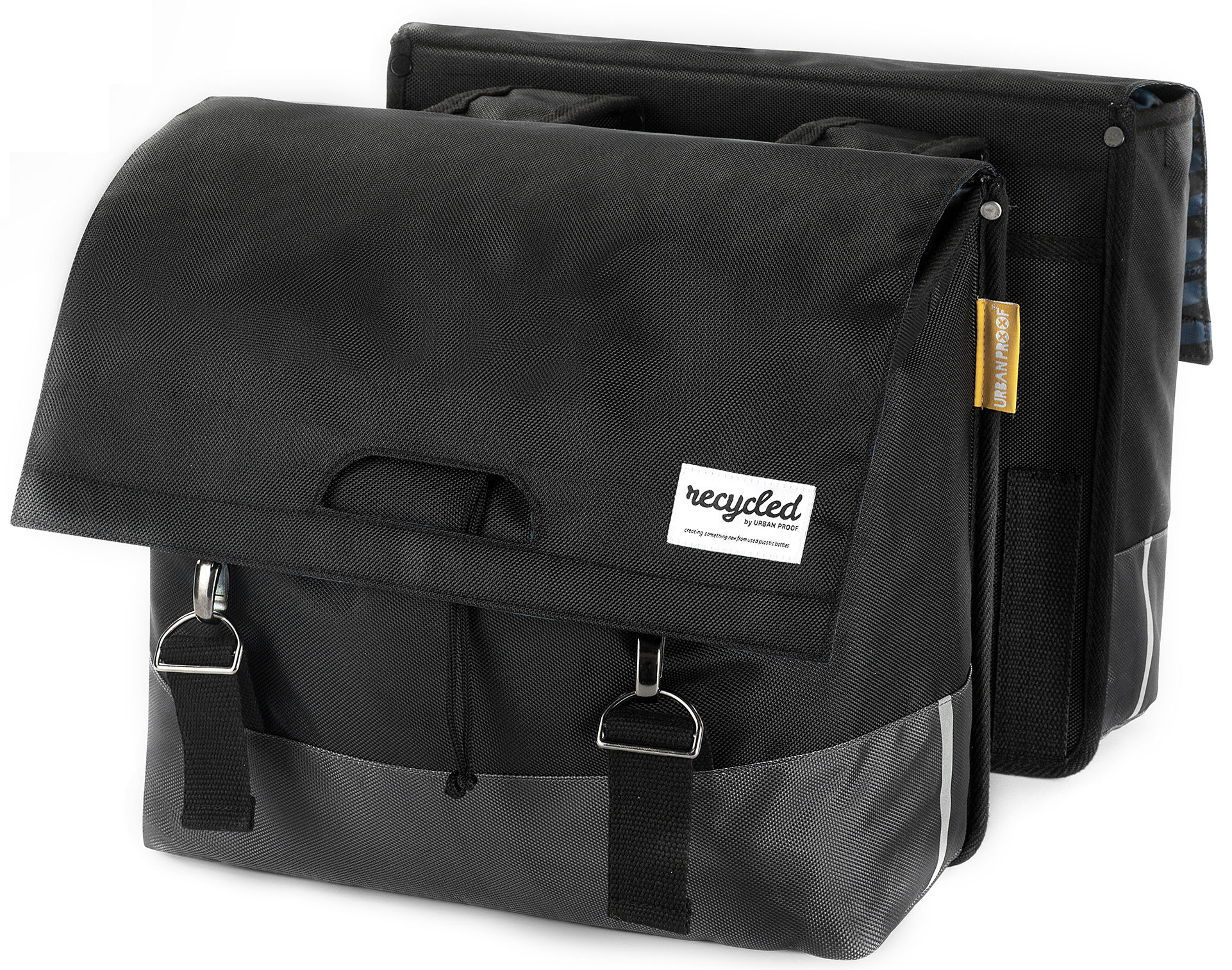 Gerecyclede dubbele fietstas Urban Proof 55 liter - zwart/grijs - Afbeelding 2