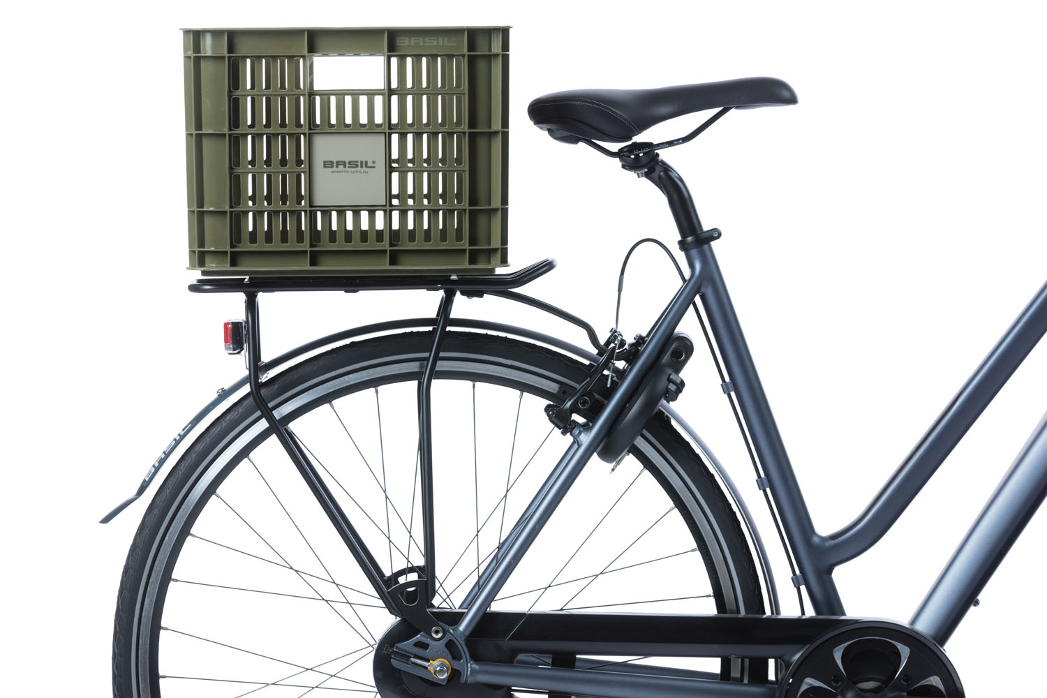 Gerecyclede fietskrat Basil Crate M 29.5 liter 35 x 45 x 25 cm - moss green - Afbeelding 3