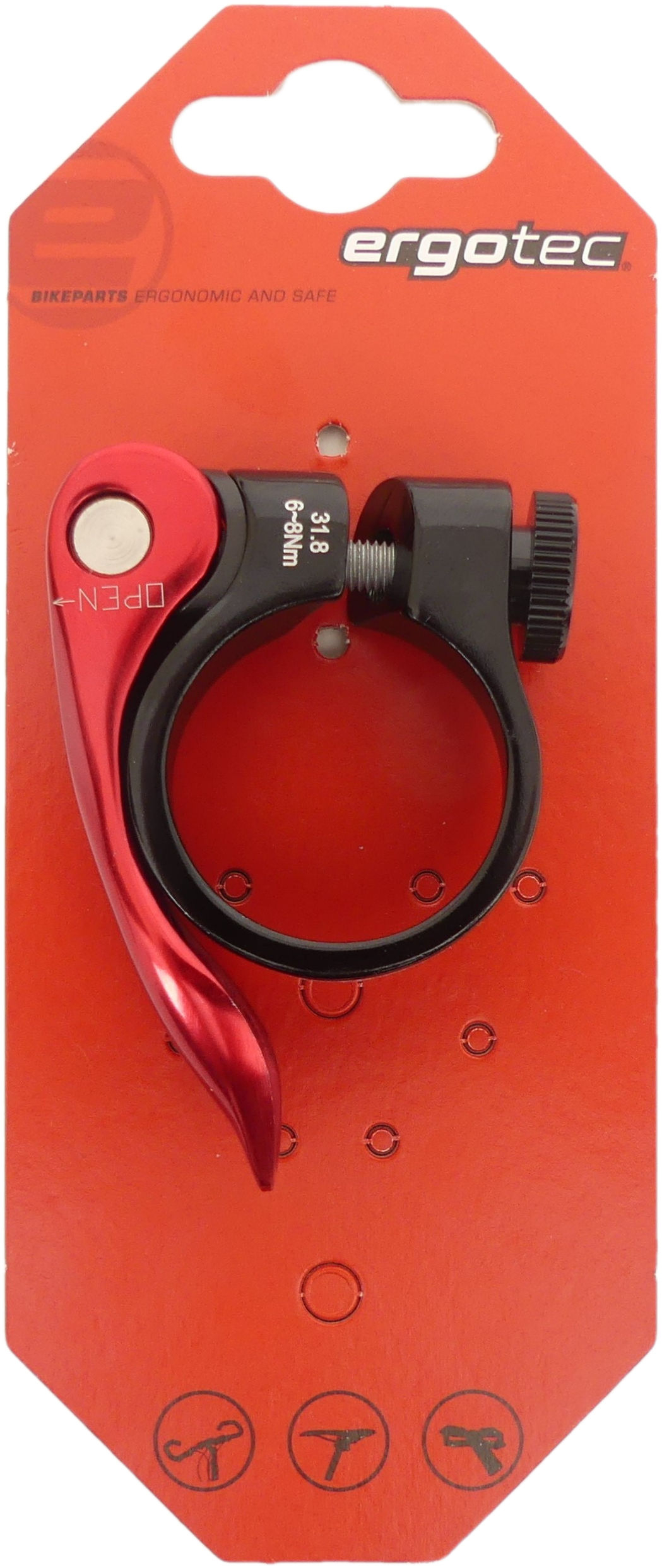 Zadelpenklem Ergotec SCQ-0100 ø34,9 mm aluminium met snelspanner - zwart/rood - Afbeelding 2