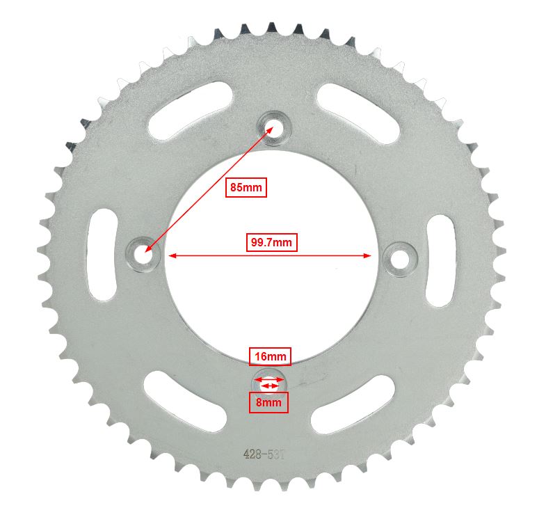 Achterkettingwiel 428-1/2x5/16 53T zinkgrijs Beta RR50 - Afbeelding 2