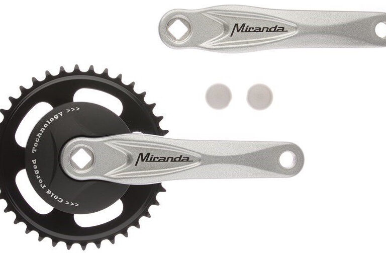 Crankstel 33T Miranda Alfa 1 voor 3/32 ketting met 9.2 cm zwarte disc en zilveren crank