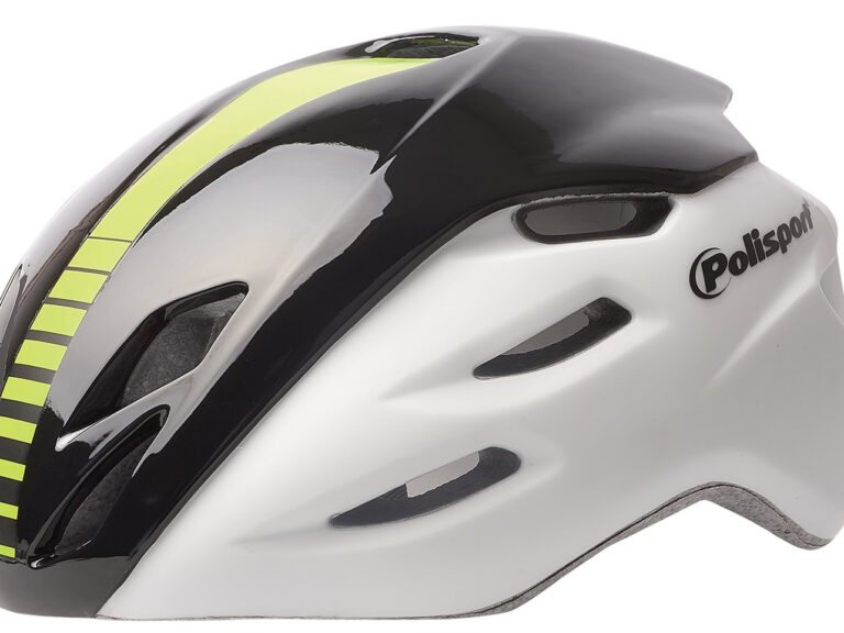 Fietshelm Polisport Aero-R Large 58-61 cm - mat wit /zwart glanzend / fluor geel