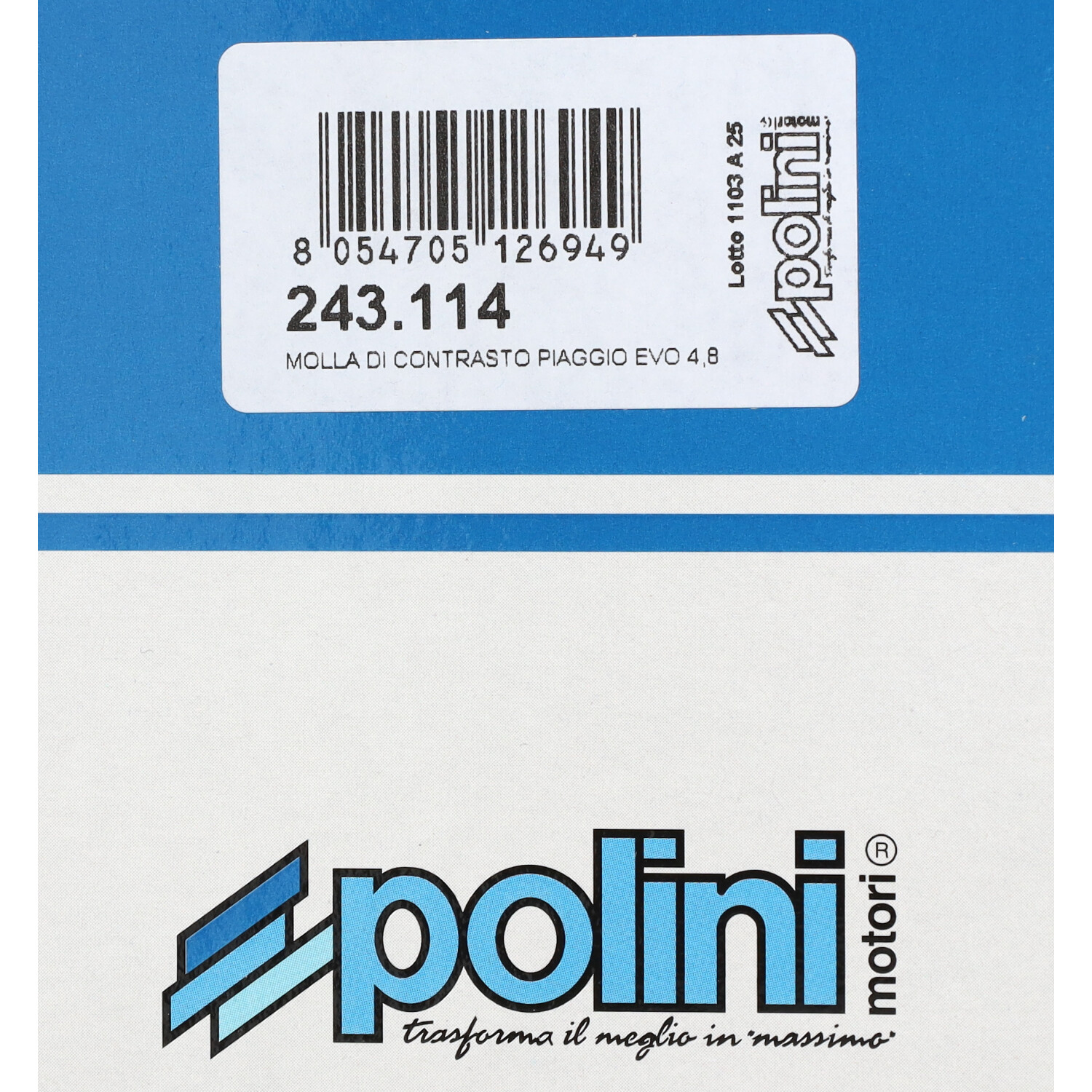 Koppelingdrukveer Polini Evo Slider 4.8 Primavera 2t, Primavera 4t, Sco Piaggio 2t, Sco Piaggio 4t 243.114 - Afbeelding 3