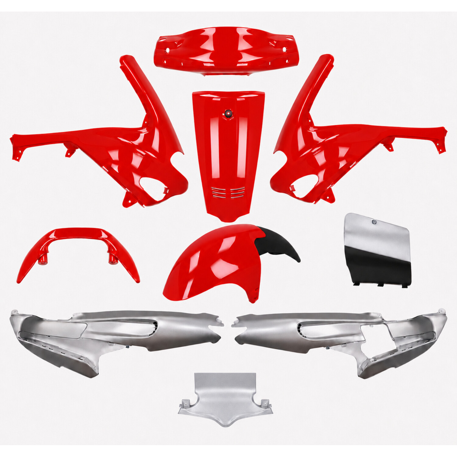 Plaatwerkset Origineel Model Rood/zilver-matt 10-delig Gilera Runner 50/125/180