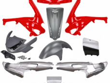 Plaatwerkset origineel model + spoiler SP pro rood/zilver Gilera Runner 50/125/180