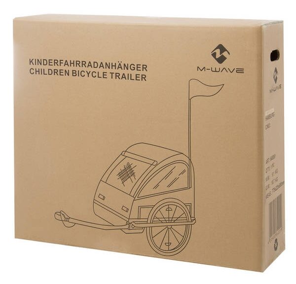 Kinder fietsaanhanger / bagageaanhangwagen van M-Wave met aluminium frame