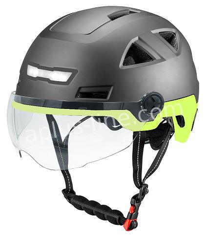 HELM VITO E-LIGHT MET VIZIER MAT ZWART + FLUOR (SPEED PEDELEC) L/XL (58-61CM) +GRATIS OORPADS