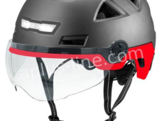 CASQUE VITO E-LIGHT AVEC VISIÈRE NOIR BRILLANT + ROUGE (VÉLO ÉLECTRIQUE À VOIE PUISSANTE) L/XL (58-61 CM) + COUSSINETS D'OREILLES GRATUITS