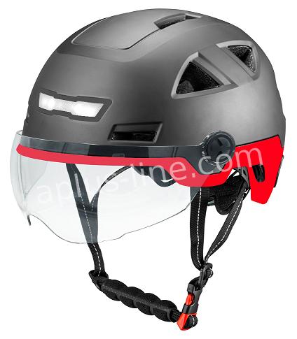 HELM VITO E-LIGHT MET VIZIER GLANS ZWART + ROOD (SPEED PEDELEC) XXL (61-63 CM) +GRATIS OORPADS