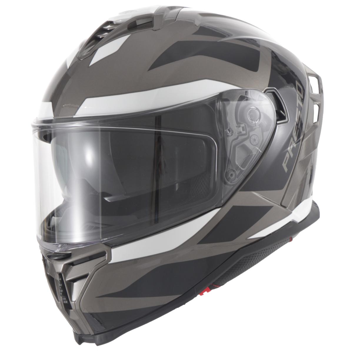 HELM VITO PRESTO INTEGRAAL + ZONNEVIZIER GLANS GRIJS/WIT/ZWART L
