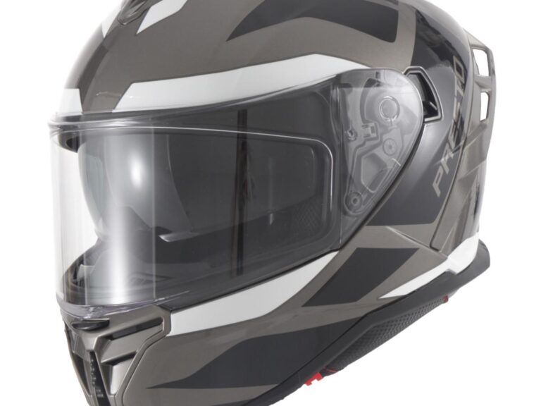 HELM VITO PRESTO INTEGRAAL + ZONNEVIZIER GLANS GRIJS/WIT/ZWART M