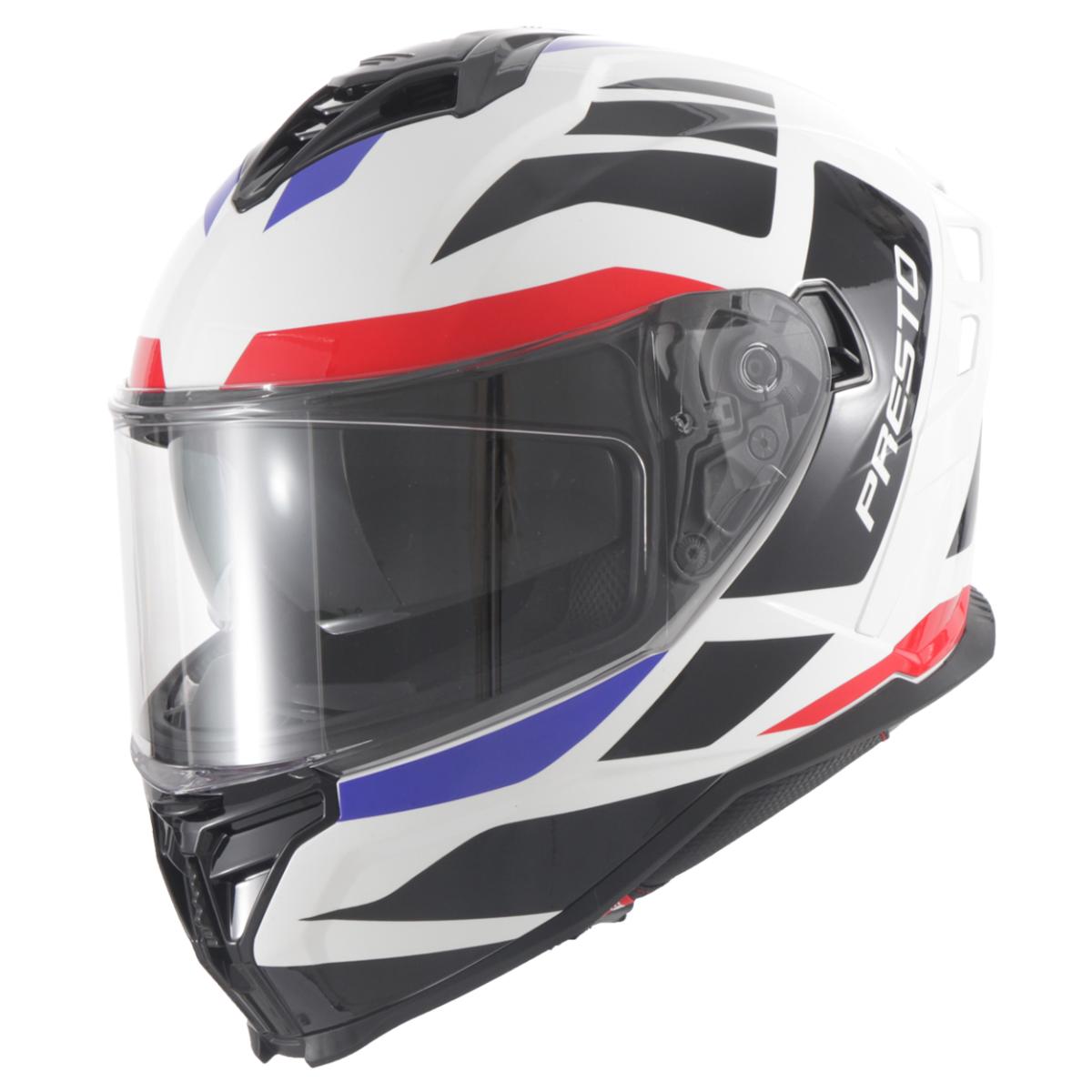 HELM VITO PRESTO INTEGRAAL + ZONNEVIZIER GLANS WIT/DECO M