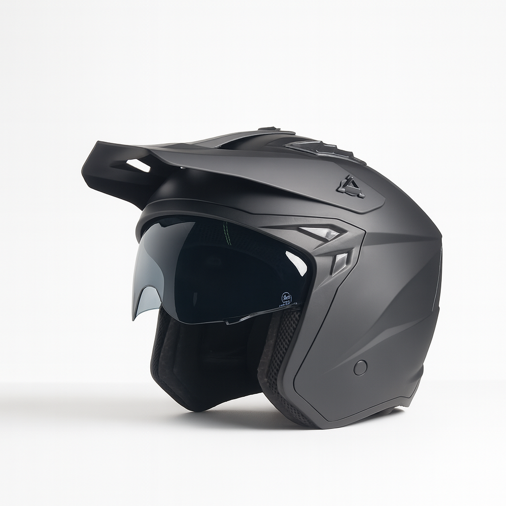 HELM VITO JET TRIAL MAT ZWART XL