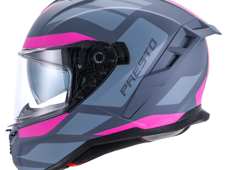 HELM VITO PRESTO INTEGRAAL + ZONNEVIZIER MAT GRIJS/ZWART/ROZE - M