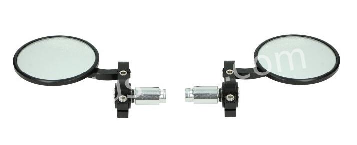 SPIEGELSET /BAR END APLUS UNIVERSEEL CNC MODEL - MAT ZWART (ROND)