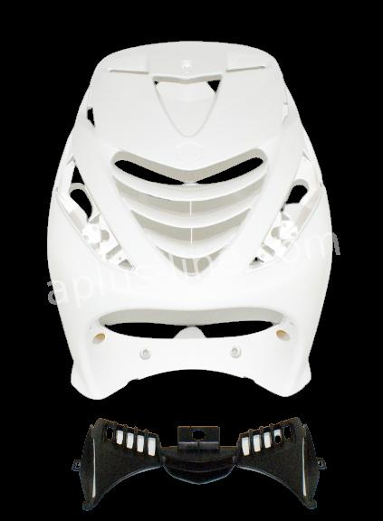 FRONT COVER APLUS PASSEND OP PIAGGIO ZIP SP - GLANS WIT + (BINNENROOSTER)
