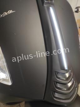 APLUS VOORSCHERM / CLAXON NEUS PASSEND OP VESPA GTS 2019>+ MAT ZWART + LED BAR (OP=OP)