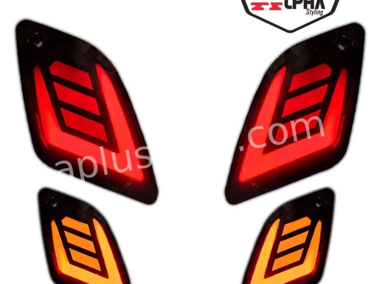 KNIPPERLICHTSET ALPHA TUBE DAGRIJ ACHTERZIJDE L+R PASSEND OP VESPA GTS (WEGLOPEND) - SMOKE