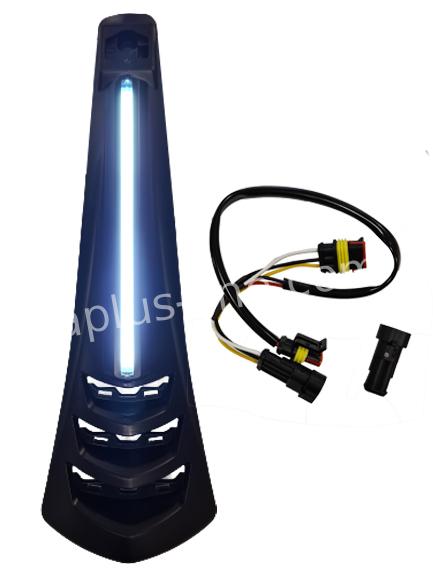 Guardabarros delantero APLUS / Boquilla de claxon compatible con Vespa Sprint/Primavera 2018> Negro mate + barra LED (homologación E) (Hasta fin de existencias)