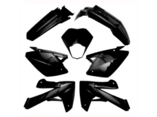 JUEGO DE PLACAS APLUS PARA METROS MRT RIEJU - MRT PRO 2009-2021, 7 PIEZAS - NEGRO BRILLANTE