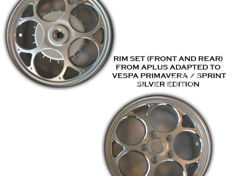 VELGEN SET APLUS (VOOR + ACHTER) PASSEND OP VESPA PRIMAVERA/SPRINT ZILVER EDITION