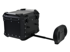 TOPBOX COOCASE ALUMINIUM ZWART 45L MET UITSCHUIFBARE RUGSTEUN