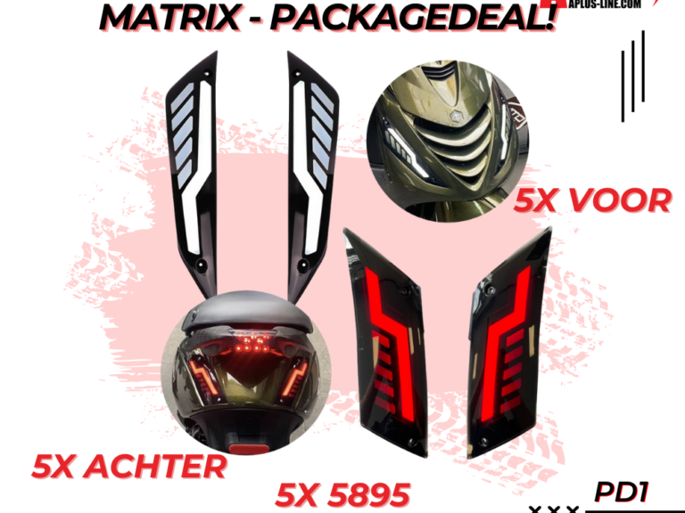 PACKAGE DEAL - 5X KNIPPERLICHTSET ALPHA VOORZIJDE PASSEND OP ZIP ''ARROW'' + 5X KNIPPERLICHTSET ALPHA ACHTERZIJDE PASSEND OP ZIP MATRIX ''ARROW'' (6411 + 6412)