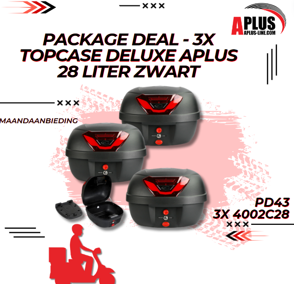 PACKAGE DEAL - 3X TOPCASE DELUXE APLUS 28 LITER BLACK (3X 4002C28)