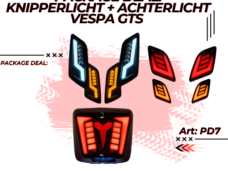 PACKAGE DEAL - 1X KNIPPERLICHTSET MOVING DAGRIJ VOORZIJDE PASSEND OP VESPA GTS + 1X KNIPPERLICHTSET MOVING DAGRIJ ACHTERZIJDE PASSEND OP VESPA GTS + 1X ACHTERLICHT ALPHA STYLING LED/TUBE PASSEND OP VESPA GTS - (5968+5969+6403)