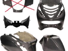 PLAATSET APLUS PASSEND OP PIAGGIO ZIP SP 5 DELIG PSYCHEDELIC ZWART/GRIJS (ZONDER STUURKAP)