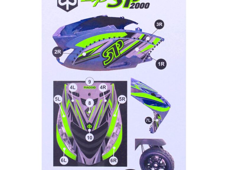 Stickerset Gp1 Piaggio Groen Fluor 16-delig Zip 2t , Zip 4t