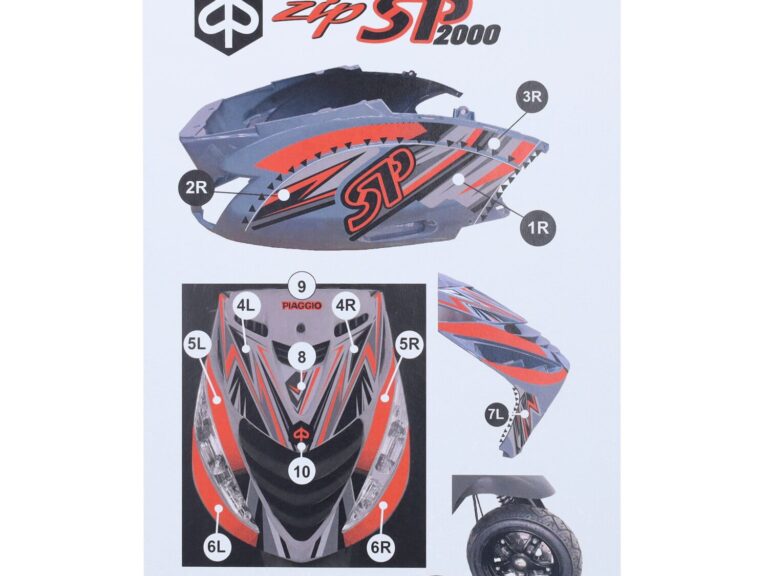 Stickerset Gp1 Piaggio Oranje Fluor 16-delig Zip 2t , Zip 4t, Zip Sp