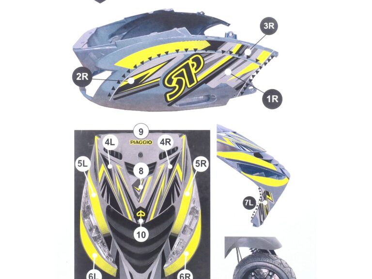Stickerset Gp1 Piaggio Geel Fluor 16-delig Zip 2t , Zip 4t