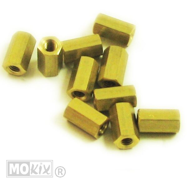 Messing Moer M6 Verbindingsmoer 10stuks - Bollard
