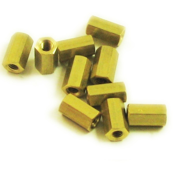 Messing Moer M6 Verbindingsmoer 10stuks - Bollard