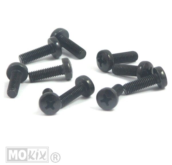 Metaalschroef M5x16 Kruiskop Zwart 10stuks - Bollard