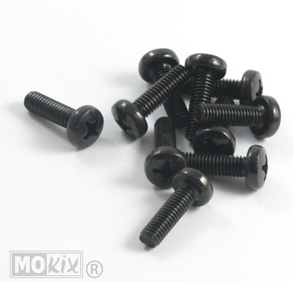 Metaalschroef M6x20 Kruiskop Zwart 10stuks - Bollard