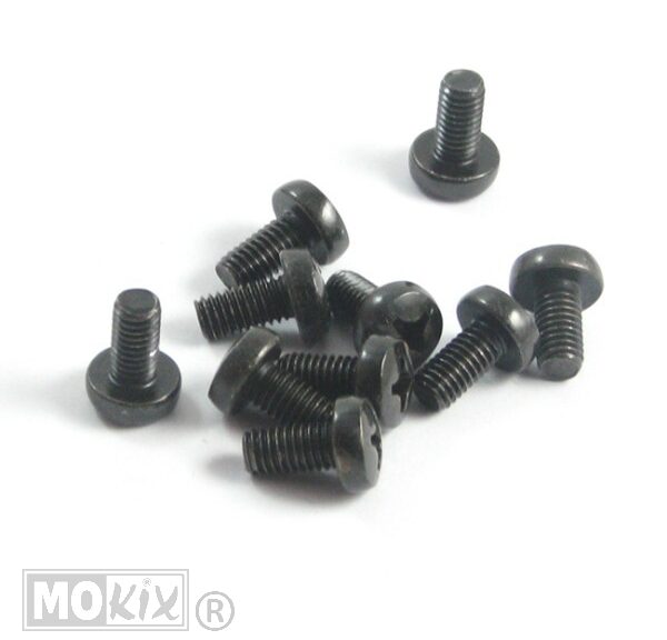 Metaalschroef M6x12 Kruiskop Zwart 10stuks - Bollard