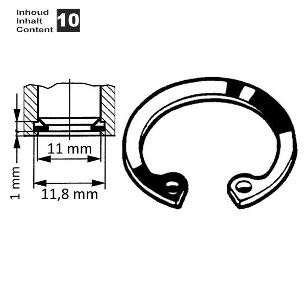 Circlip Inwendig 11mm (10) - Bollard
