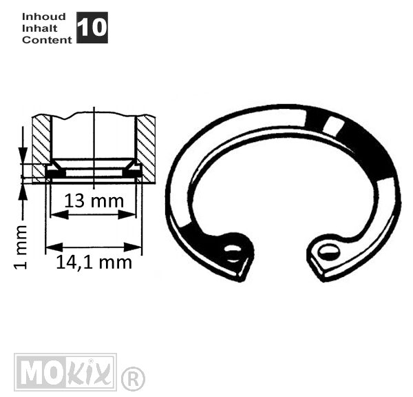 Circlip Inwendig 13mm (10) - Bollard