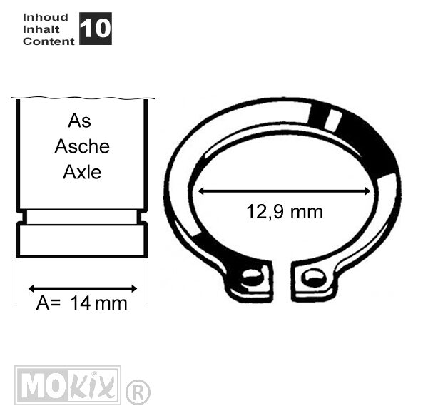 Circlip Uitwendig 14mm 10stuks - Bollard