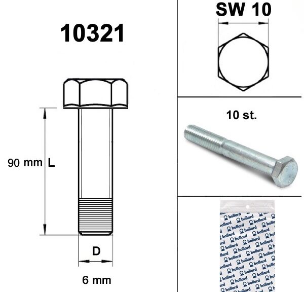 Bout M 6x 90 Elvz 8.8 10stuks - Bollard