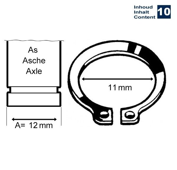 Circlip Uitwendig 12mm 10stuks - Bollard