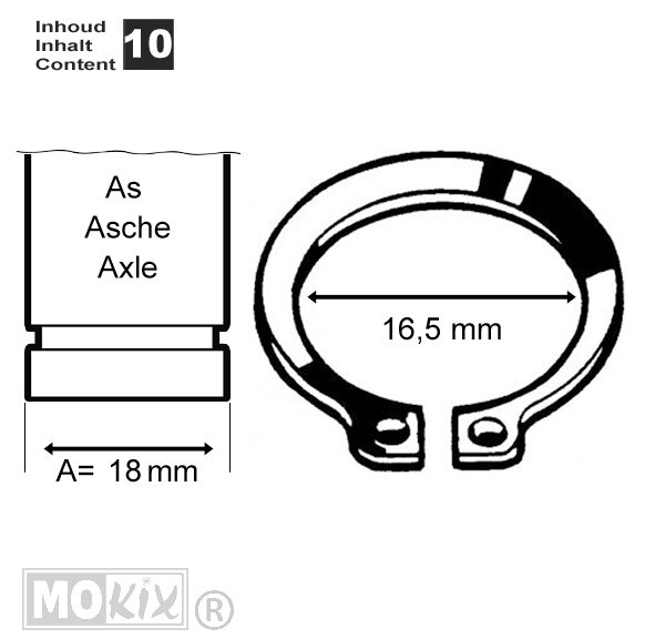 Circlip Uitwendig 18mm 10stuks - Bollard