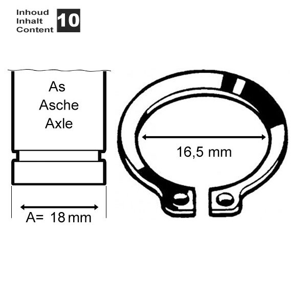 Circlip Uitwendig 18mm 10stuks - Bollard