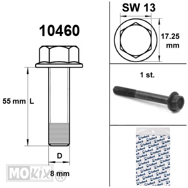 Flens Frame Bouten SW13 M8x55 Zwart (1) - Bollard