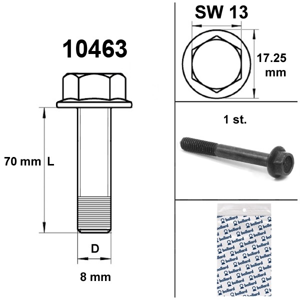 Flens Frame Bouten SW13 M8x70 Zwart (1) - Bollard