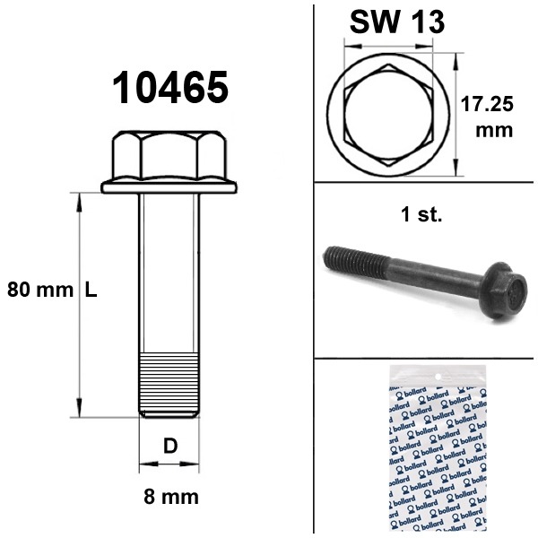 Flens Frame Bouten SW13 M8x80 Zwart (1) - Bollard